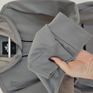 Men’s Hollister Hoodie Light Gray Small Zip Front Pouch